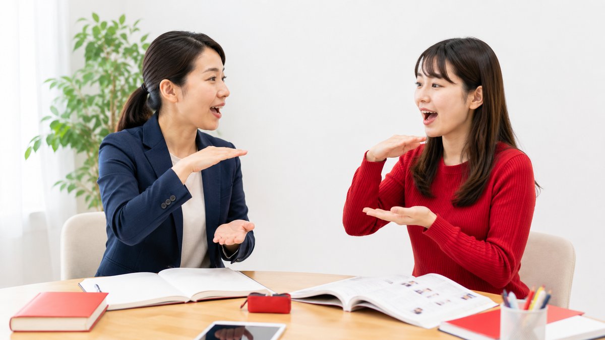 ネイティブ講師と中国語で会話練習をする受講生