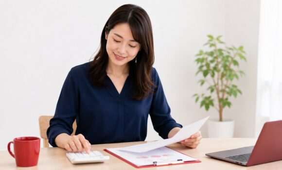 電卓で受講費用を計算し教育訓練給付金を検討する社会人