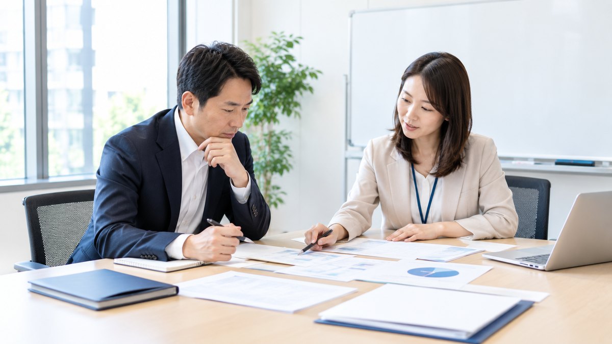 研修の計画について打ち合わせをする人事担当者