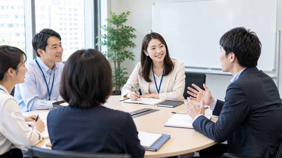少人数で中国語のレッスンを受ける社員たち